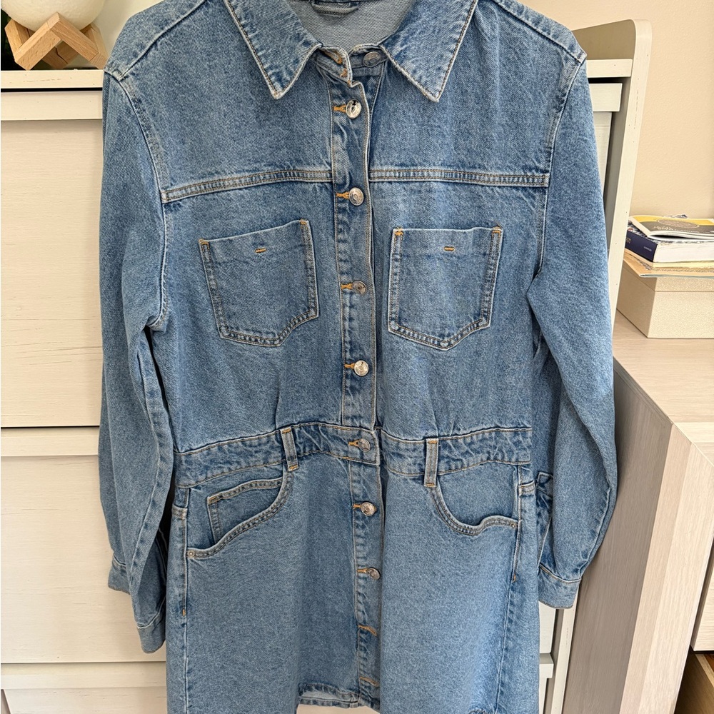 Zara Light Blue Denim Jacket Dress